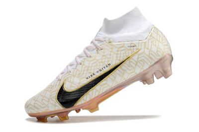 Nike Air Zoom Mercurial Superfly 9 Elite MR FG Firm Ground Soccer Cleats - White/Black/Gold