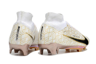 Nike Air Zoom Mercurial Superfly 9 Elite MR FG Firm Ground Soccer Cleats - White/Black/Gold