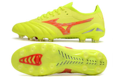 Mizuno Morelia Neo 4 FG Firm Ground Soccer Cleats - Yellow/Red/Grey