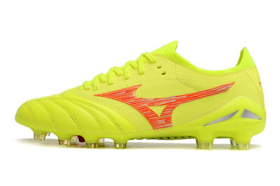 Mizuno Morelia Neo 4 FG Firm Ground Soccer Cleats - Yellow/Red/Grey