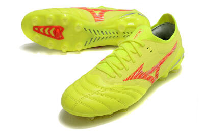 Mizuno Morelia Neo 4 FG Firm Ground Soccer Cleats - Yellow/Red/Grey