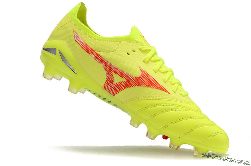 Mizuno Morelia Neo 4 FG Firm Ground Soccer Cleats - Yellow/Red/Grey 4