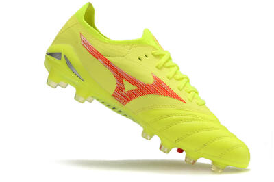 Mizuno Morelia Neo 4 FG Firm Ground Soccer Cleats - Yellow/Red/Grey