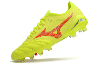 Mizuno Morelia Neo 4 FG Firm Ground Soccer Cleats - Yellow/Red/Grey