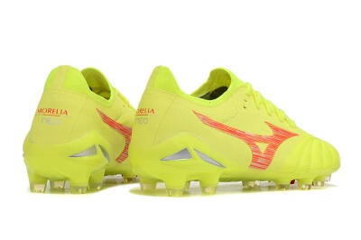 Mizuno Morelia Neo 4 FG Firm Ground Soccer Cleats - Yellow/Red/Grey