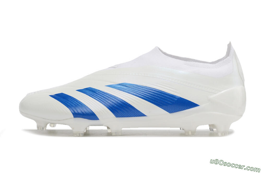 Adidas Predator Elite Laceless FG Firm Ground Soccer Cleats - White/Blue 2
