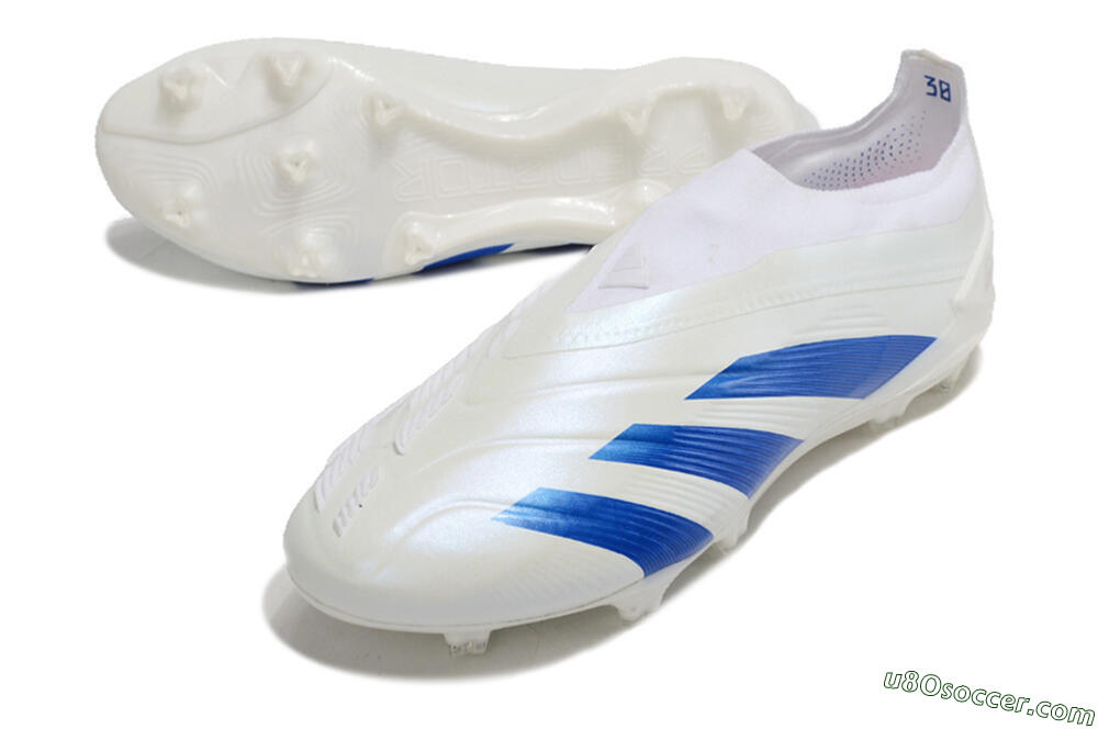 Adidas Predator Elite Laceless FG Firm Ground Soccer Cleats - White/Blue 3