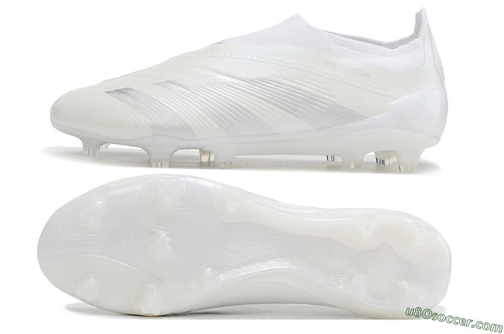 Adidas Predator Elite Laceless FG Firm Ground Soccer Cleats - White/Silver 0