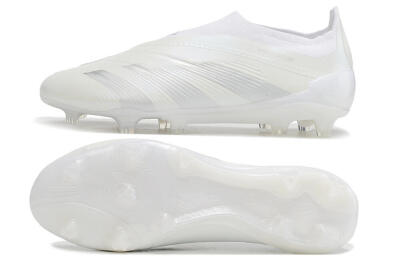 Adidas Predator Elite Laceless FG Firm Ground Soccer Cleats - White/Silver