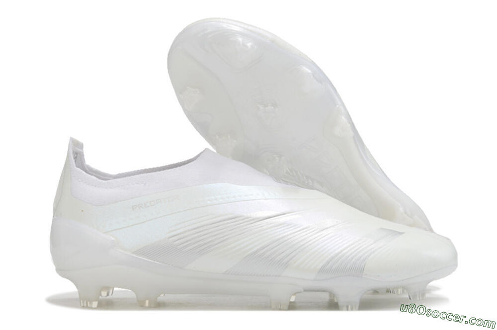 Adidas Predator Elite Laceless FG Firm Ground Soccer Cleats - White/Silver 1