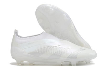Adidas Predator Elite Laceless FG Firm Ground Soccer Cleats - White/Silver
