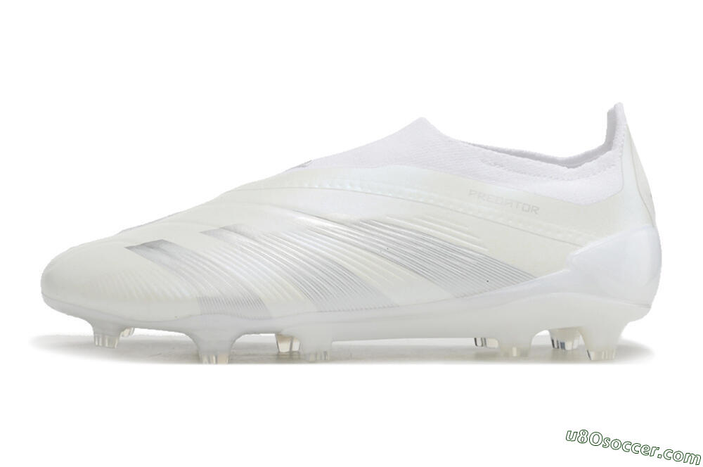 Adidas Predator Elite Laceless FG Firm Ground Soccer Cleats - White/Silver 2