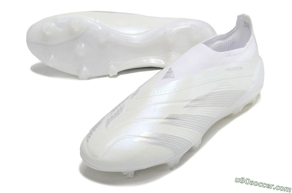Adidas Predator Elite Laceless FG Firm Ground Soccer Cleats - White/Silver 3