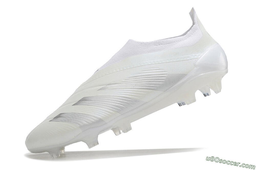 Adidas Predator Elite Laceless FG Firm Ground Soccer Cleats - White/Silver 5