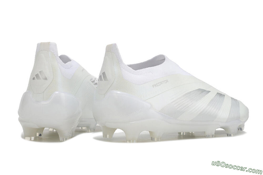 Adidas Predator Elite Laceless FG Firm Ground Soccer Cleats - White/Silver 6