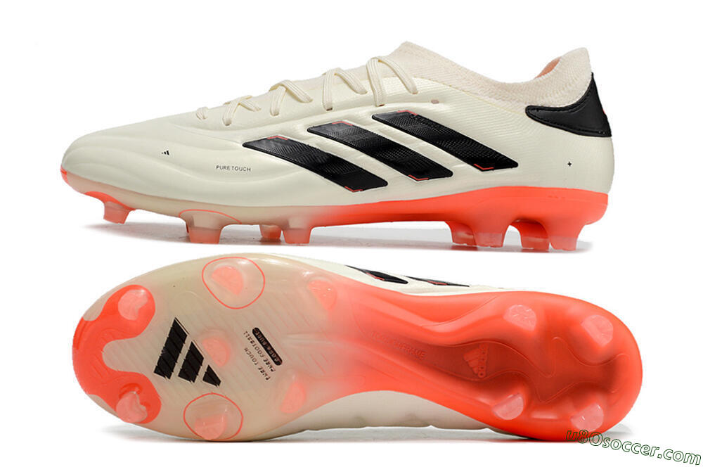Adidas Copa Pure 2+ FG Firm Ground Soccer Cleats - Beige/Black/Red 0