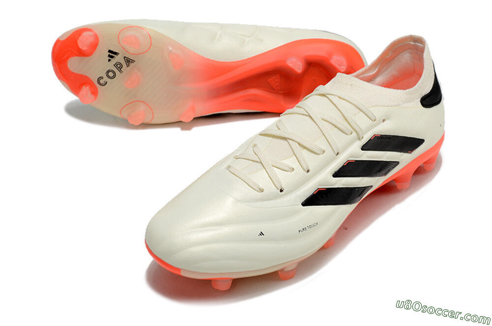 Adidas Copa Pure 2+ FG Firm Ground Soccer Cleats - Beige/Black/Red 3