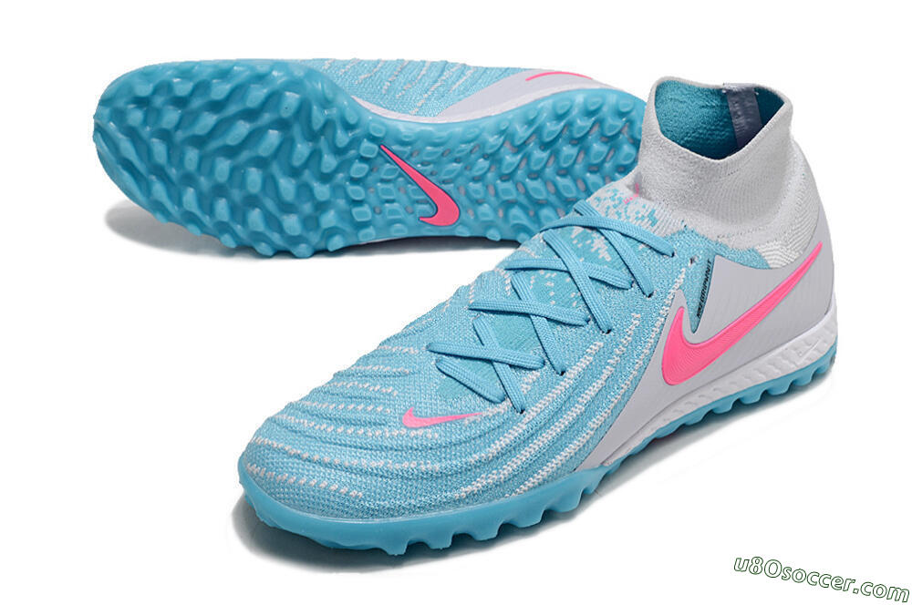 Nike Phantom Luna Elite NU TF Artificial Turf Soccer Shoes - Blue/White/Pink 3
