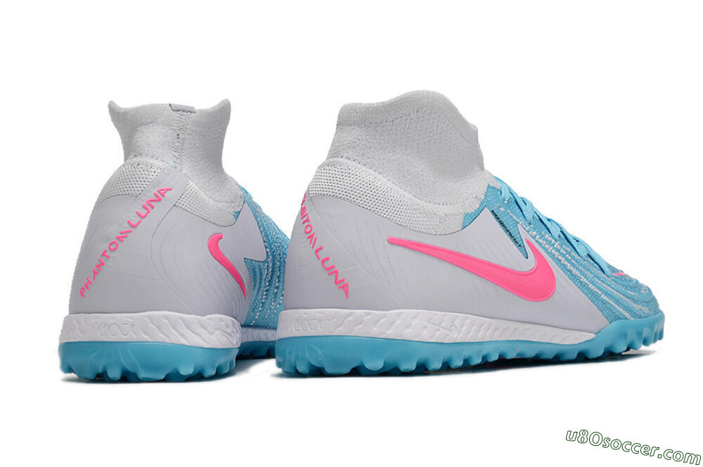 Nike Phantom Luna Elite NU TF Artificial Turf Soccer Shoes - Blue/White/Pink 6