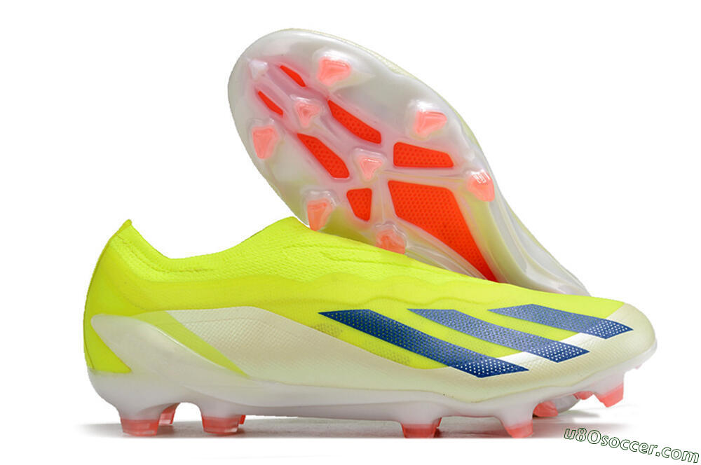 Adidas X Crazyfast+ Laceless FG Firm Ground Soccer Cleats - Yellow/Blue/Red 1
