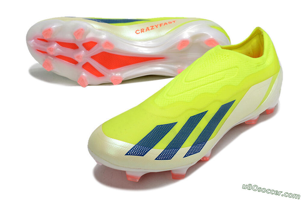 Adidas X Crazyfast+ Laceless FG Firm Ground Soccer Cleats - Yellow/Blue/Red 3