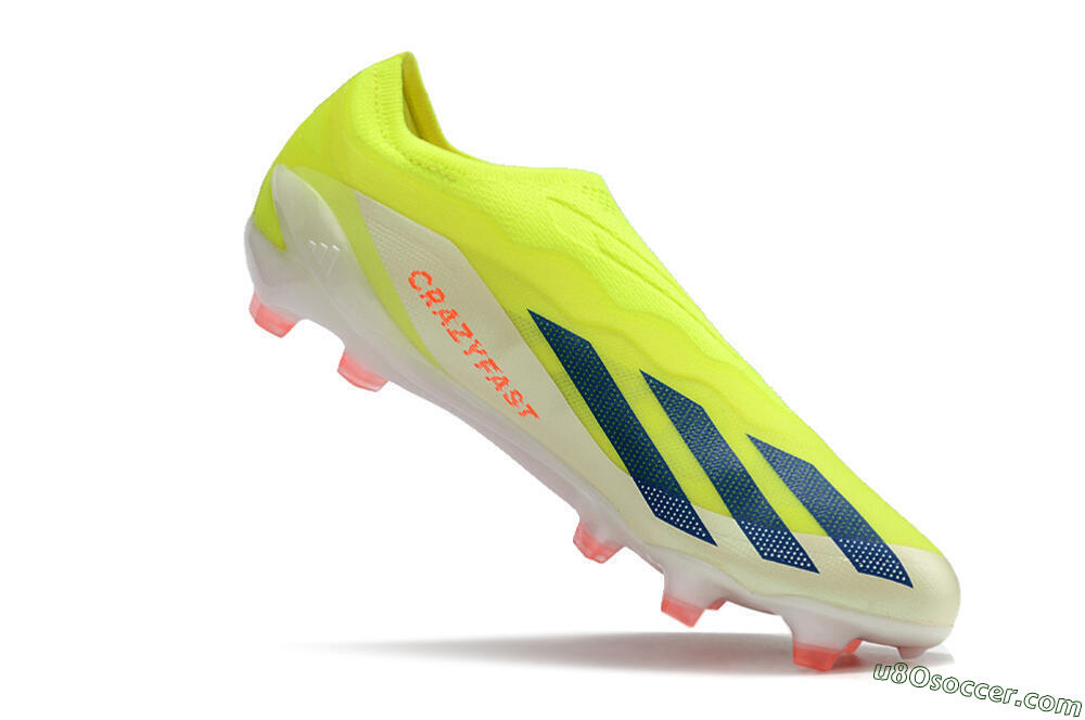 Adidas X Crazyfast+ Laceless FG Firm Ground Soccer Cleats - Yellow/Blue/Red 4