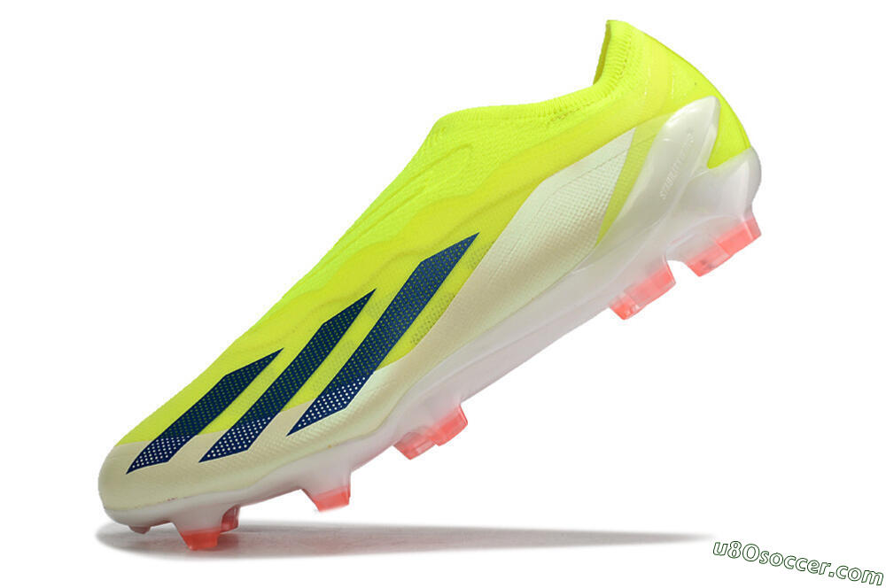 Adidas X Crazyfast+ Laceless FG Firm Ground Soccer Cleats - Yellow/Blue/Red 5