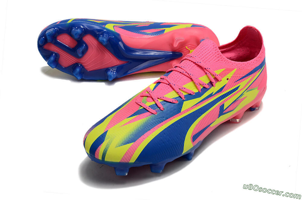 Puma Ultra Ultimate FG Firm Ground Soccer Cleats - Pink/Blue/Yellow 3