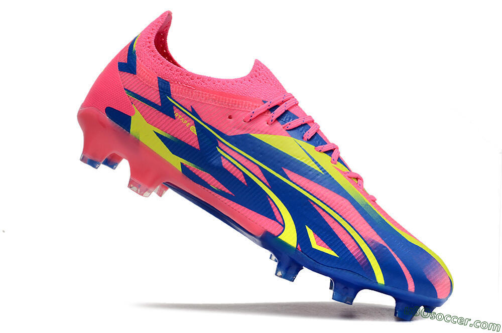 Puma Ultra Ultimate FG Firm Ground Soccer Cleats - Pink/Blue/Yellow 4