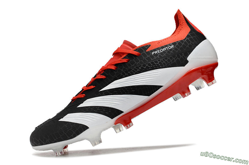 Adidas Predator Accuracy+ FG Firm Ground Soccer Cleats - Black/White/Red 5