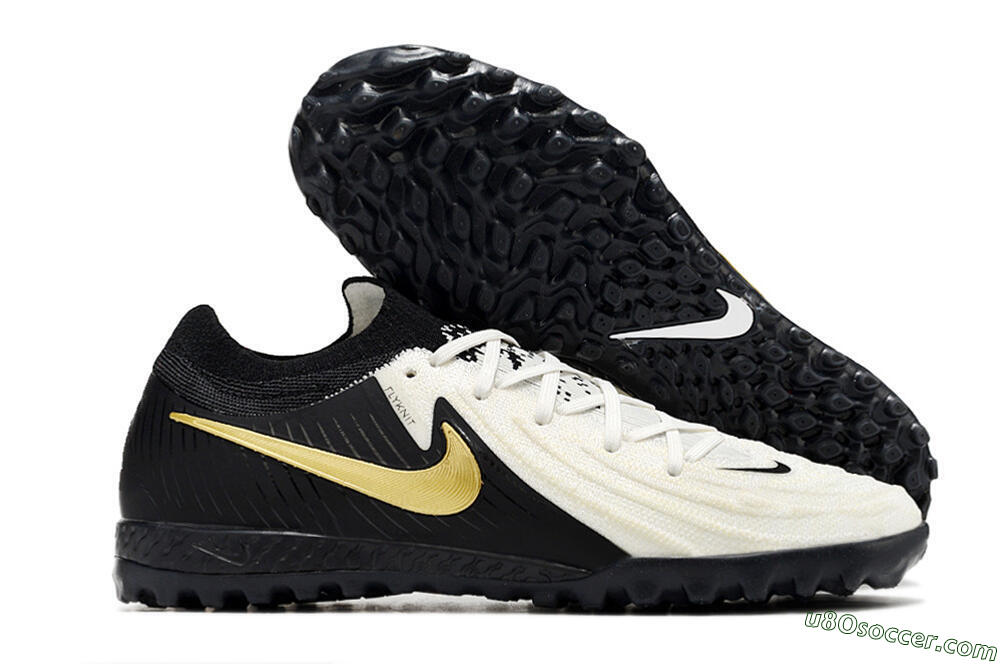 Nike Phantom GX 2 Elite TF Artificial Turf Soccer Shoes - White/Black/Gold 1