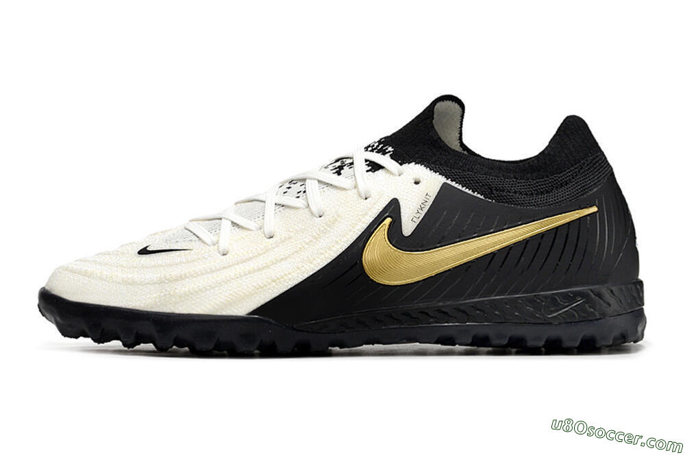 Nike Phantom GX 2 Elite TF Artificial Turf Soccer Shoes - White/Black/Gold 2