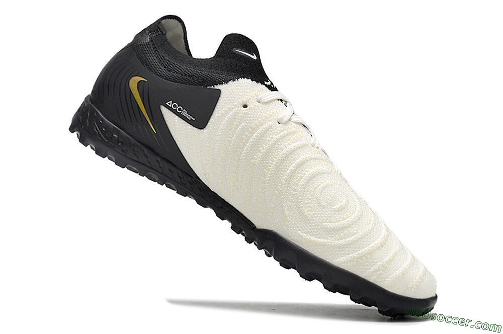 Nike Phantom GX 2 Elite TF Artificial Turf Soccer Shoes - White/Black/Gold 4