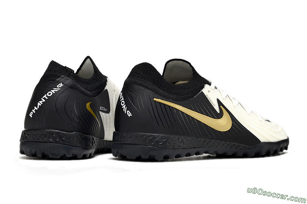 Nike Phantom GX 2 Elite TF Artificial Turf Soccer Shoes - White/Black/Gold 6
