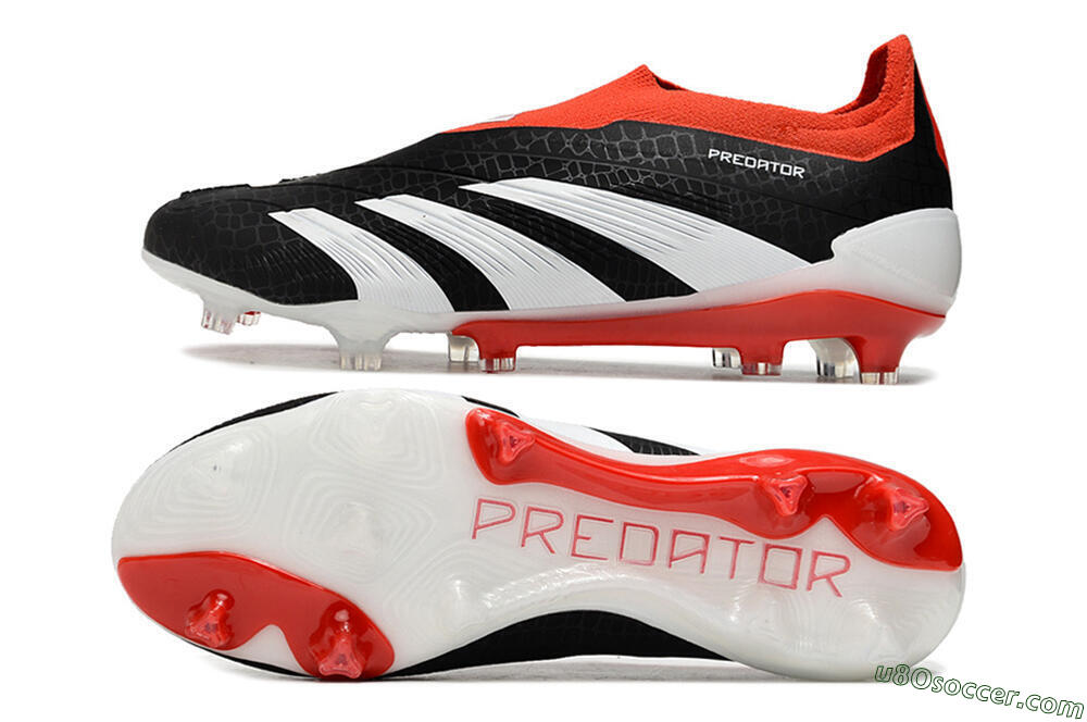 Adidas Predator Elite Laceless FG Firm Ground Soccer Cleats - Black/White/Red 0