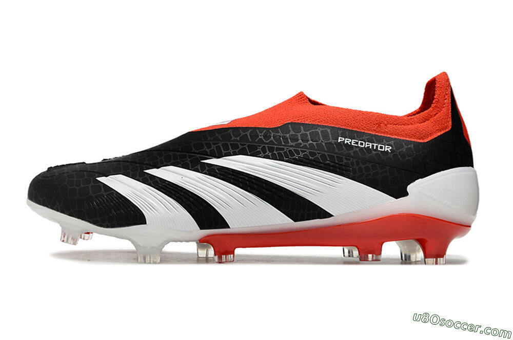 Adidas Predator Elite Laceless FG Firm Ground Soccer Cleats - Black/White/Red 2
