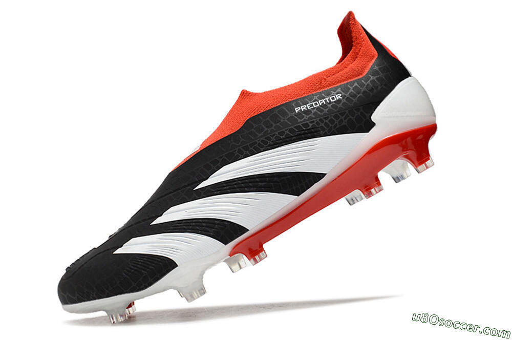Adidas Predator Elite Laceless FG Firm Ground Soccer Cleats - Black/White/Red 5
