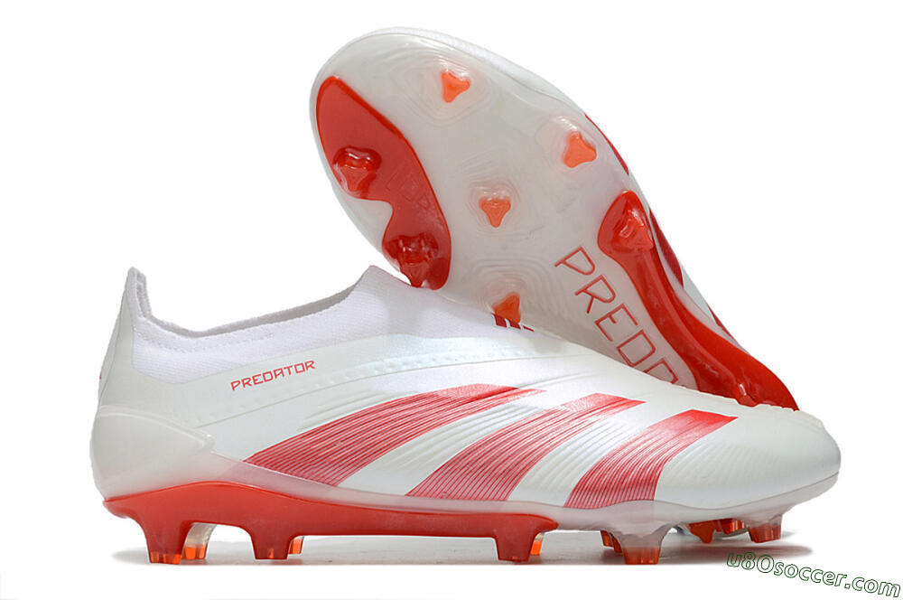 Adidas Predator Elite Laceless FG Firm Ground Soccer Cleats - White/Red 1