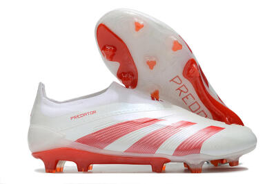 Adidas Predator Elite Laceless FG Firm Ground Soccer Cleats - White/Red