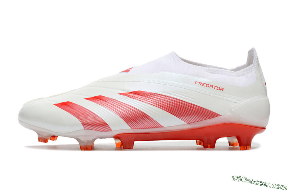 Adidas Predator Elite Laceless FG Firm Ground Soccer Cleats - White/Red 2