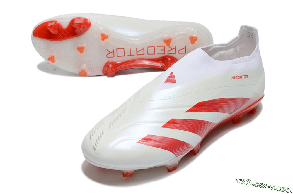 Adidas Predator Elite Laceless FG Firm Ground Soccer Cleats - White/Red 3