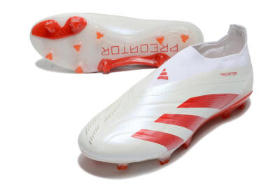 Adidas Predator Elite Laceless FG Firm Ground Soccer Cleats - White/Red