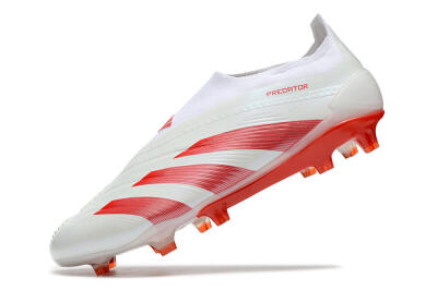 Adidas Predator Elite Laceless FG Firm Ground Soccer Cleats - White/Red