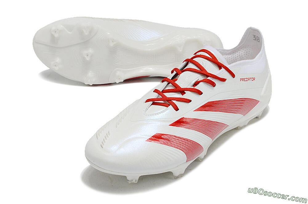 Adidas Predator Elite FG Firm Ground Soccer Cleats - White/Red 3