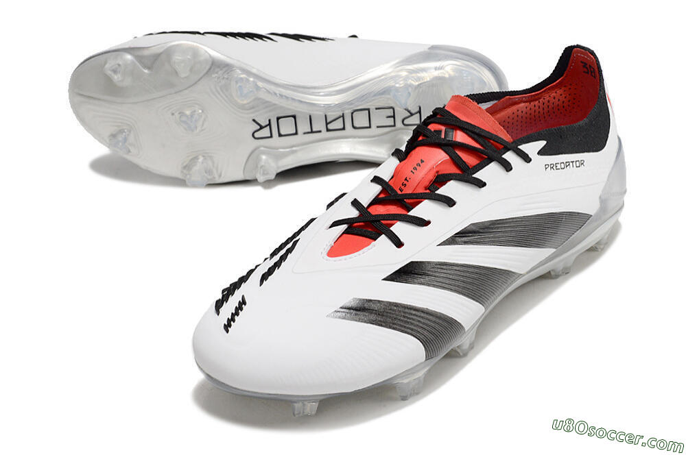 Adidas Predator Elite FG Firm Ground Soccer Cleats - White/Black/Red 3