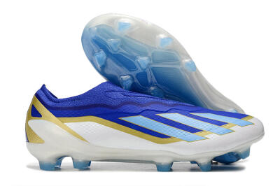Adidas X Crazyfast.1 Laceless FG Firm Ground Soccer Cleats - Blue/White/Gold