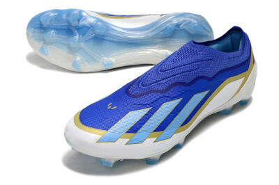 Adidas X Crazyfast.1 Laceless FG Firm Ground Soccer Cleats - Blue/White/Gold