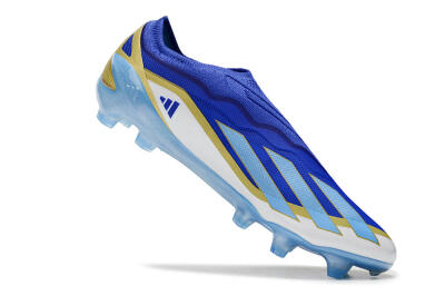 Adidas X Crazyfast.1 Laceless FG Firm Ground Soccer Cleats - Blue/White/Gold