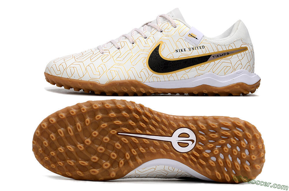 Nike Tiempo Legend 10 Academy TF Artificial Turf Soccer Shoes - White/Black/Gold 0