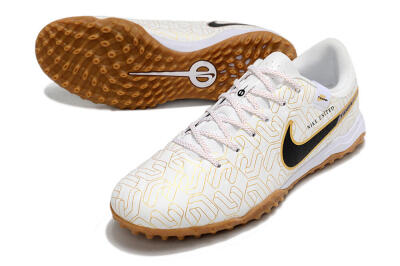 Nike Tiempo Legend 10 Academy TF Artificial Turf Soccer Shoes - White/Black/Gold